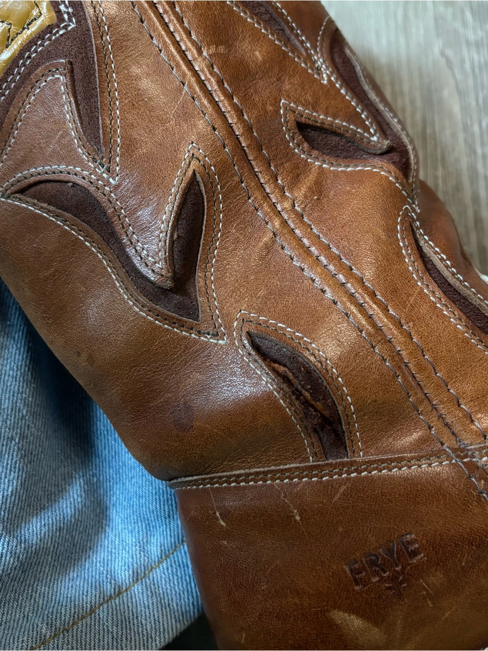 Vintage 1990s Frye Sabrina Flower Campus Western Cowgirl Boots Size 7 - Picture 6 of 8